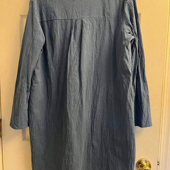 Blue Women’s Long Sleeve Button-Up Dress W Pockets NWOT - Picture 2 of 5